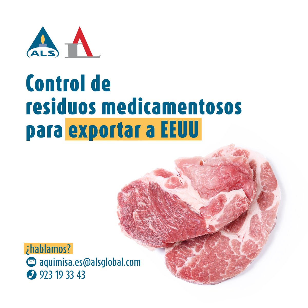 En ALS Aquimisa realizamos todos los análisis de residuos medicamentosos ✔ 🥩exigidos por las autoridades competentes para exportar a EEUU.

#ALS #Aquimisa #export  #eeuu #industriacarnica #seguridadalimentaria