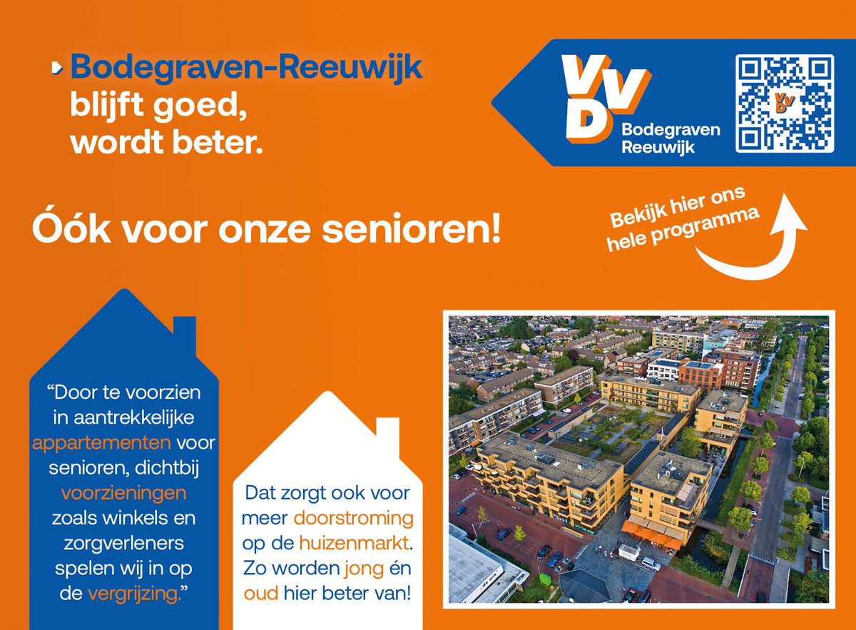 Wij zijn er óók voor onze senioren! Door te voorzien in aantrekkelijke appartementen voor senioren, dichtbij voorzieningen zoals winkels en zorgverleners spelen wij in op de vergrijzing » vvdbodegravenreeuwijk.nl 
#VVD #gemeenteraadsverkiezingen #bodegraven #reeuwijk #huisvesting