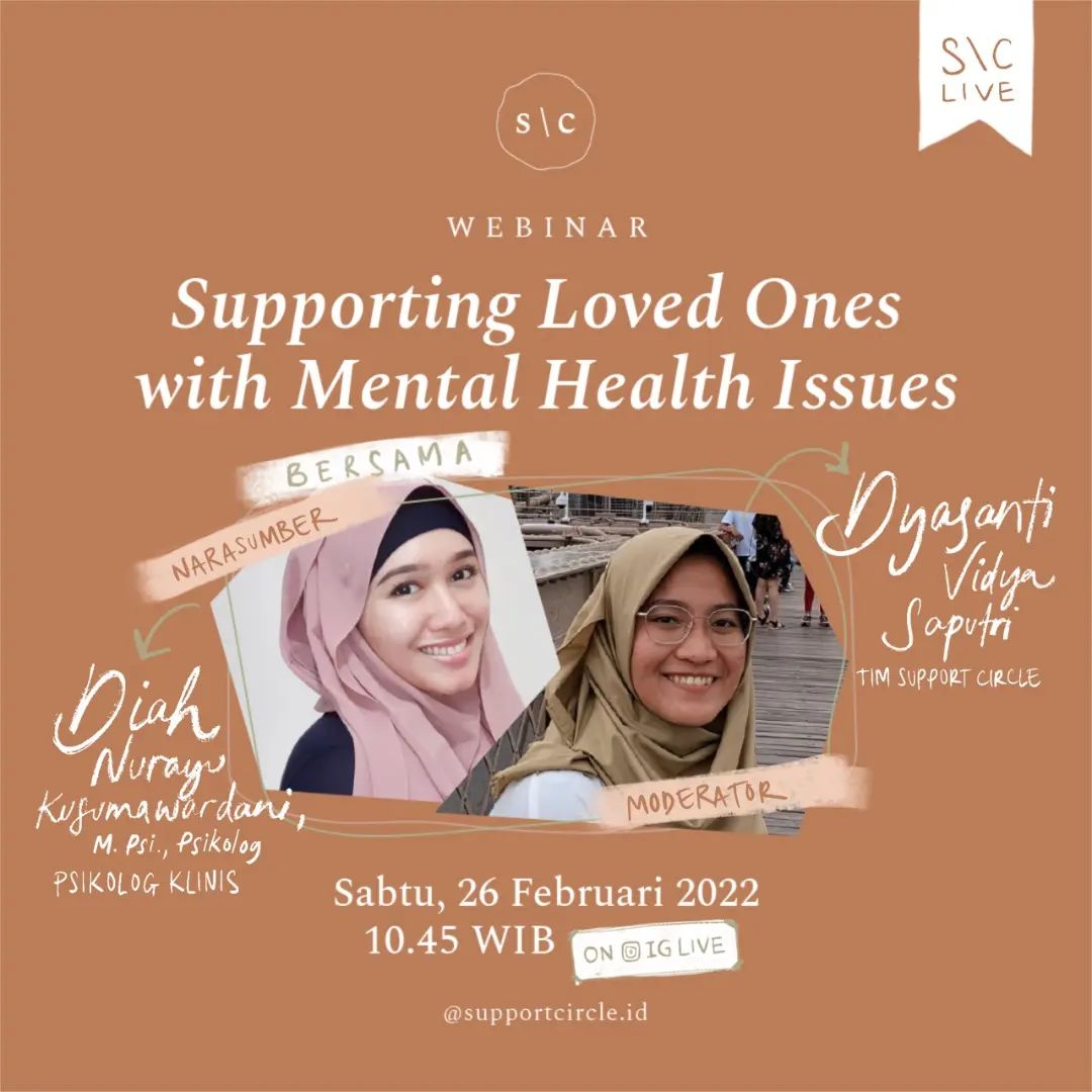Satu retweet dari kamu mungkin bisa menyelamatkan seseorang.

Gimana sih caranya kita ngedukung orang terdekat, orang yang kita sayang, saat mereka punya mental health issues? Suka bingung gak sih?

Besok Sabtu kita ngobrol bareng yuk, bahas soal ini. Tanya yaaa pas live.