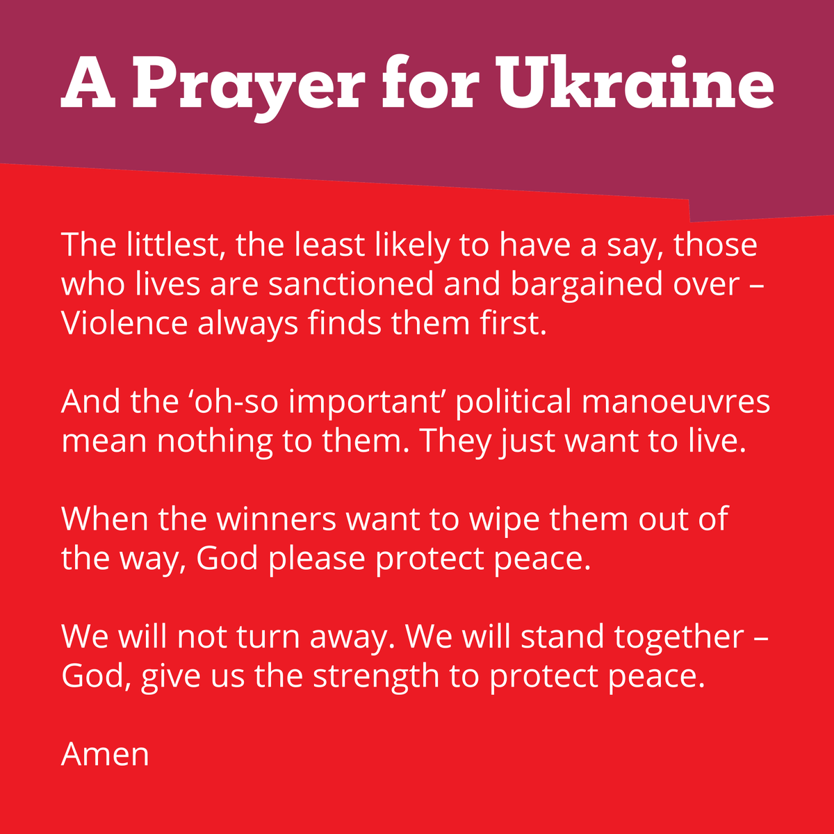 christian_aid's tweet photo. A Prayer for Ukraine 🙏 https://t.co/aUpDy26raX