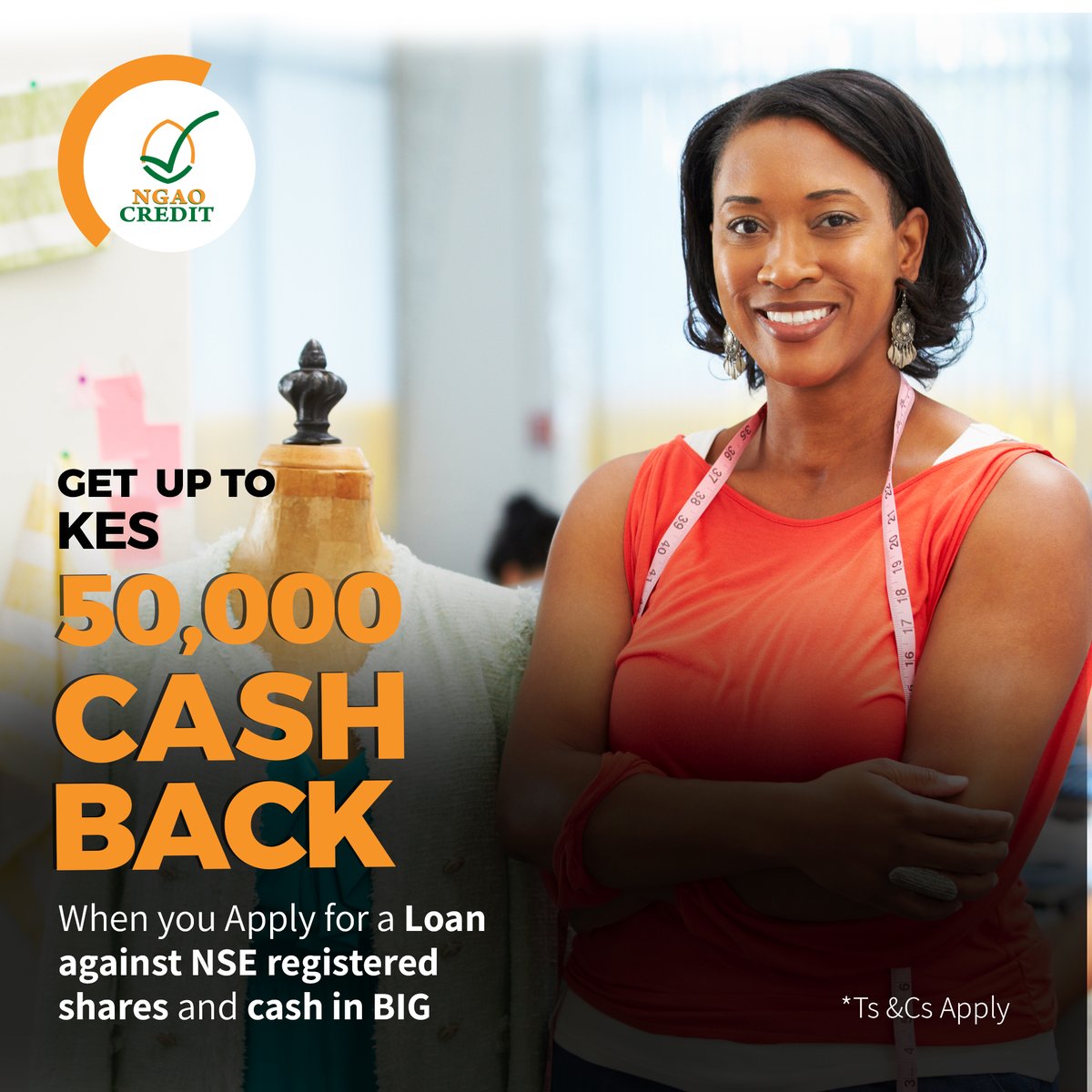 ngaocreditltd's tweet photo. Here's your chance to make quick cash!
Dial *725# to access a Loan against NSE shares and stand a chance to get a cash back reward of UP TO Kes 50,000!
For more information, call us on 0709 650 000.
#NgaoReward #Opentopossibilities #LoveYaKishua https://t.co/9n2MN5lfoW