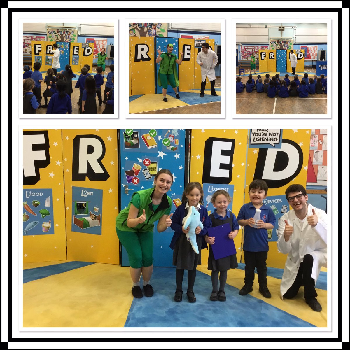 stjosephsbrack's tweet photo. What an amazing session the Year R children had with #FantasticFred from the NHS. We learnt about the importance of a balanced diet, a good bedtime routine, taking regular exercise and having less time on our devices in order to maintain healthy and happy wellbeing. https://t.co/tfIoAoWhL3
