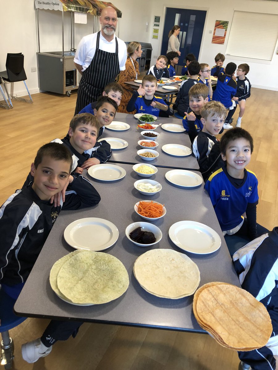 Hampton_Prep's tweet photo. Chef Paul and Mrs Hamilton joined by Priyanka from Chartwells to run a ‘healthy eating’ workshop with Year 3 boys in the Prep today. https://t.co/U2DcJnRQrw