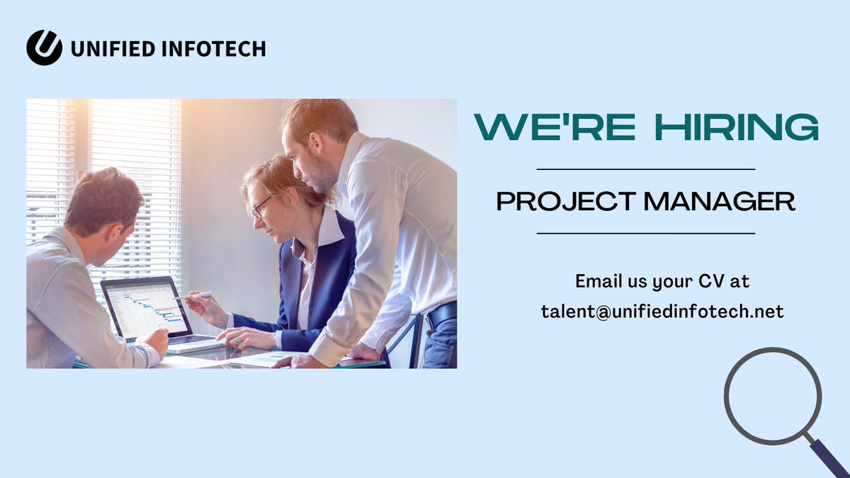 Unified_Infotec's tweet photo. We're #hiring experienced Project Managers.
Join our #Unified Team by sending in your updated CVs to mail to: talent@unifiedinfotech.net, with the desired role in the subject line.
#UnifiedInfotech #wearehiring #jobvacancies #projectmanager #projectmanagement https://t.co/bS1zx0aLYr