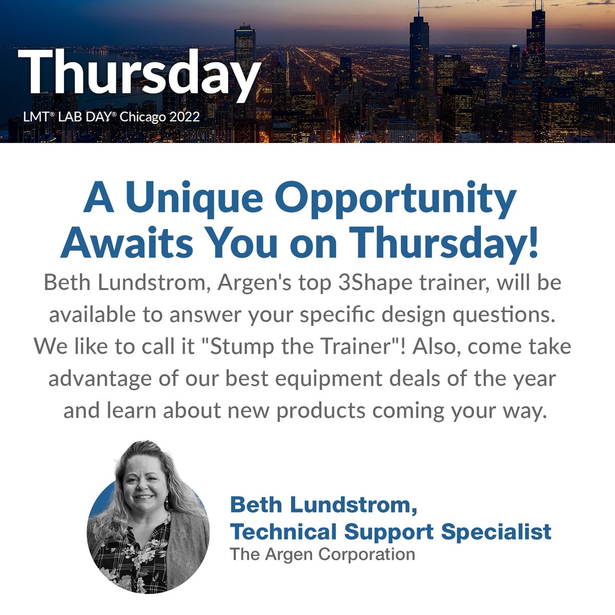 Argen_Corp's tweet photo. Make sure to stop by our lecture room for hands on demos from Beth between 10am - 3pm! #Argen #LMT #Chicago https://t.co/75vqfDMRCq