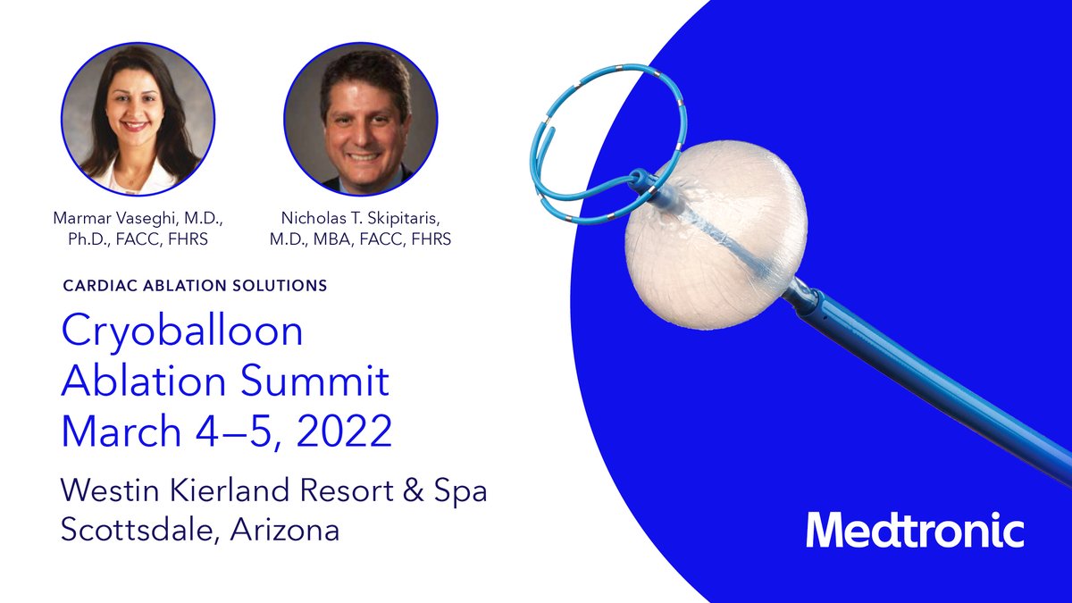 MDT_Cardiac's tweet photo. Register to attend the Cryoballoon Ablation Summit to learn the latest clinical evidence and emerging trends of cryoablation on the horizon. Space is limited; reserve your spot today. #cryoablation #EPeeps #CryoSummit https://t.co/2jvyeSTnoV https://t.co/ZZhmLxkPWJ