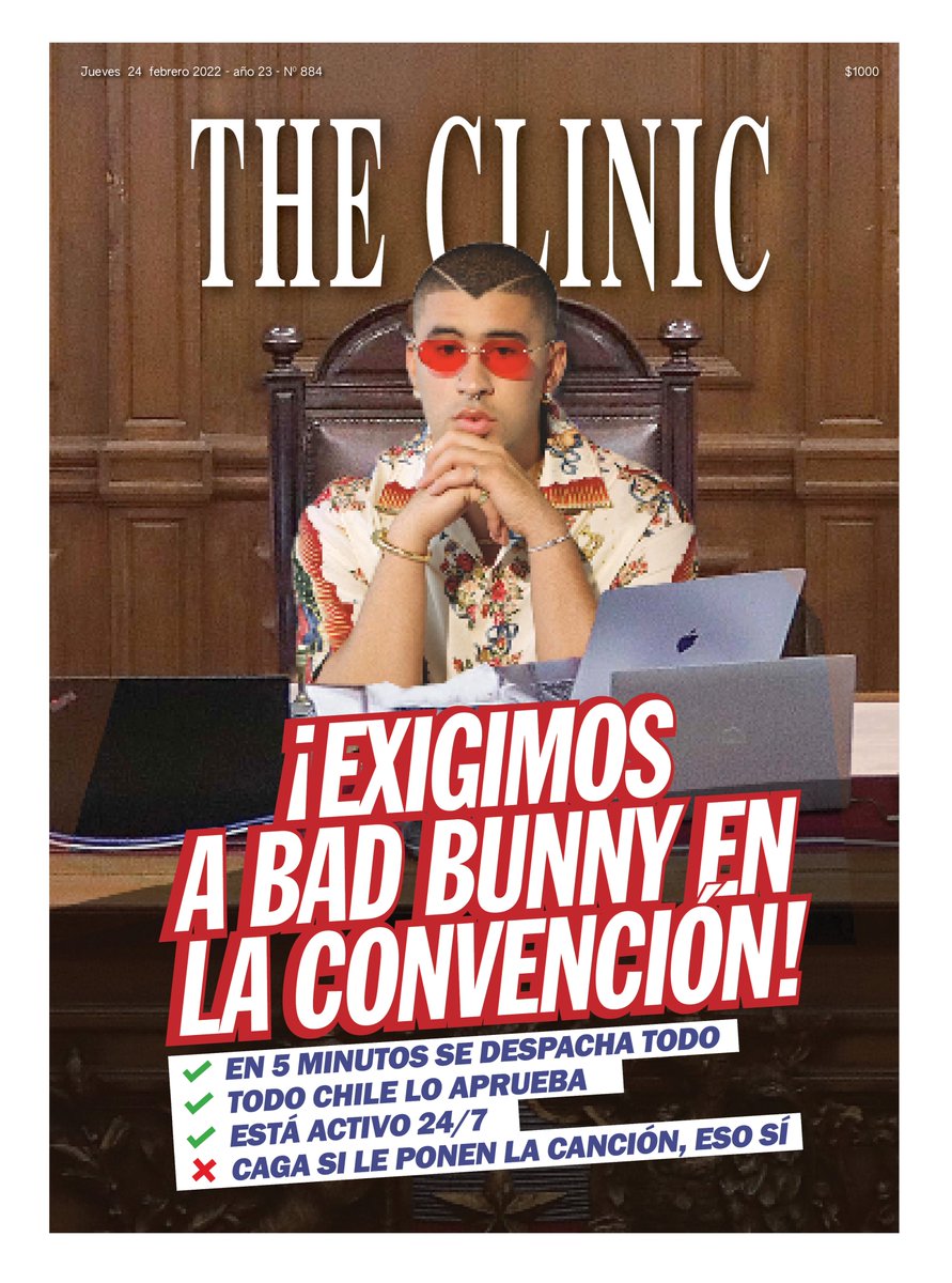 thecliniccl's tweet photo. [🔴 Edición 100% digital] Pensaba que te había olvidao, pero pusieron la Convención... 🎶

📰 Te presentamos la portada y la contraportada de #TheClinic884.

Por el COVID-19 no estamos en tu kiosko, pero puedes leer la edición digital —y gratuita— por acá: https://t.co/HZbcbUx4Un https://t.co/CSjVaYvMqV