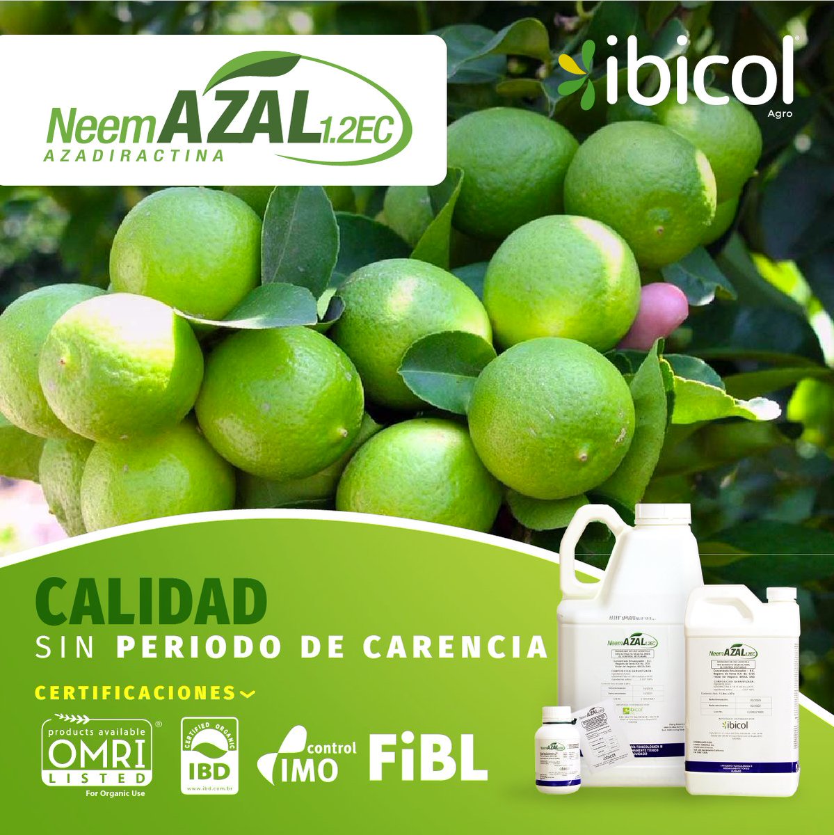 insumosibicol's tweet photo. Neemazal cuenta con las certificaciones necesarias para que sus frutos salgan del país.
#Ibicol #Croper #Colombia #Insumos #Maquinaria #Herramientas #Agro #Pecuario #Agua #suelo https://t.co/zeYXvrxjQT