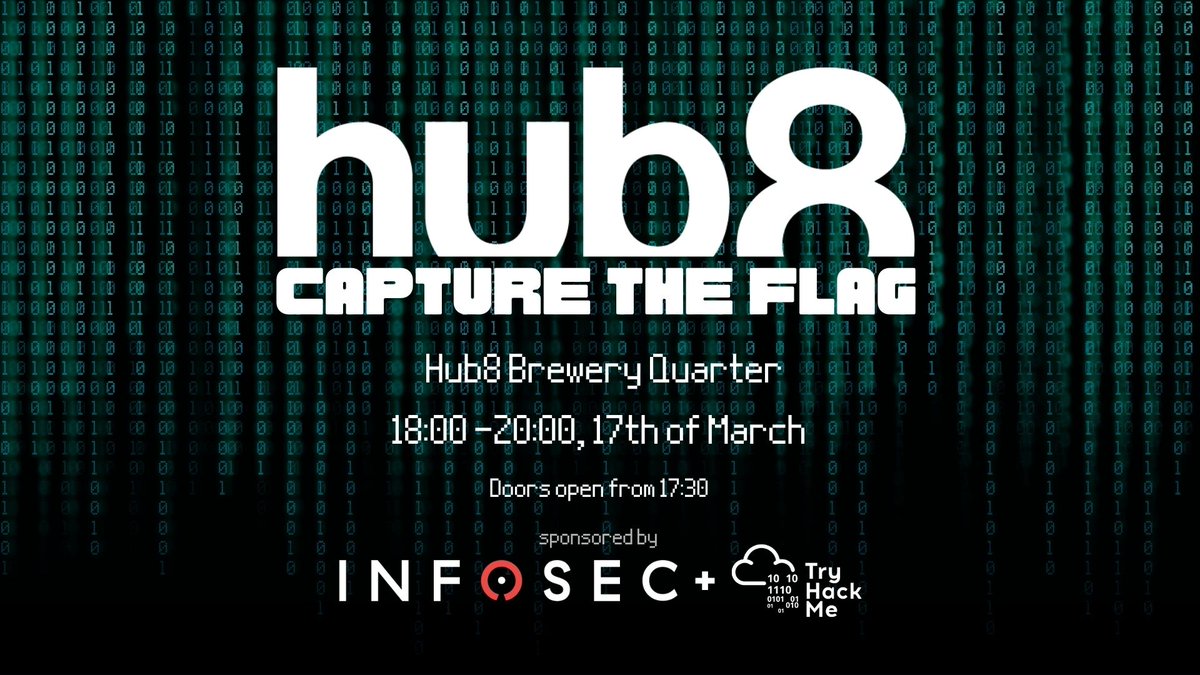 Our next Capture the Flag will be on the 17th of March! 

We have areas for all skill levels! Doors open from 17:30pm. We want to thank our sponsors @RealTryHackMe and <a href="/InfoSecPeople/">InfoSec People Ltd</a> for making these events happen. 

🔗 ow.ly/gGVC50HYBt7