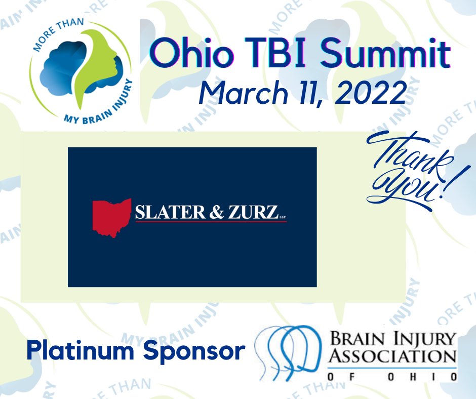 BrainInjuryOhio's tweet photo. This Thankful Thursday we are so grateful for Slater & Zurz LLP for their generous sponsorship of our 2022 Ohio TBI Summit. Thank you! There is still time to register for the Ohio TBI Summit https://t.co/WaOzIreC5C. #ThankfulThursday #braininjury #tbisupport #tbieducation https://t.co/OhQJRZ0MVX