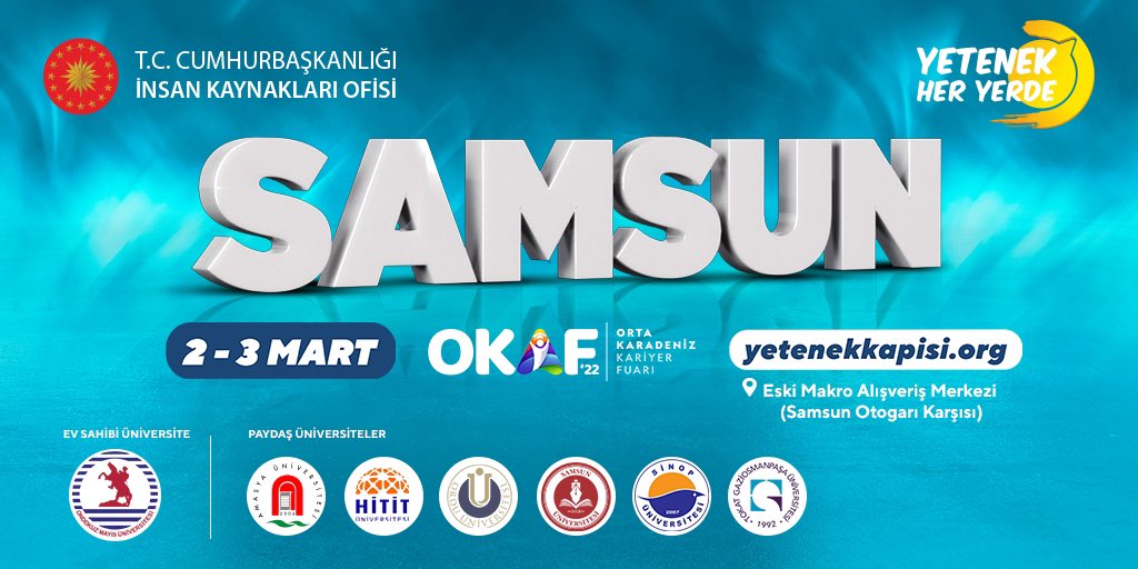 Senin için yola çıktık!

#yetenekheryerde 2-3 Mart’ta Samsun’da! Kariyer hedeflerine ulaşmak için işverenlerle bir araya geleceğin Orta Karadeniz Kariyer Fuarı’nı kaçırma. 

Detaylı bilgi ve kayıt yetenekkapisi.org’da. @tccbiko