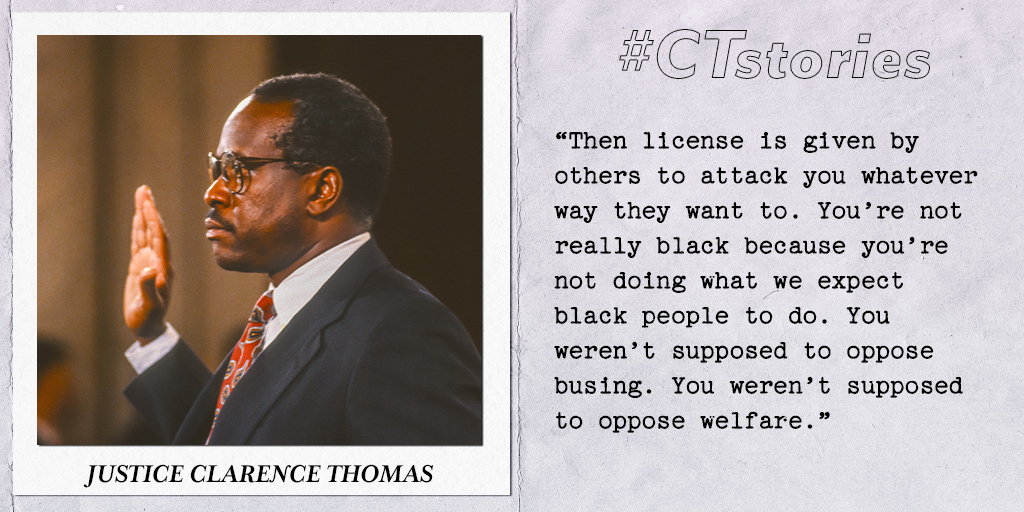 Justice Thomas recalls the bigotry he faced from liberals for breaking the mold and thinking for himself. #CTstories