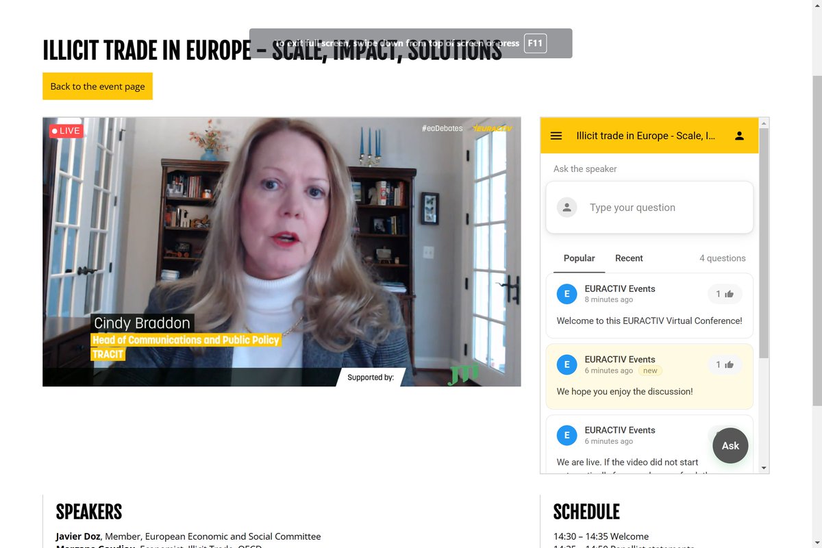 Thank you! to @braddon_cindy from @TRACIT_org for highlighting the #socialcosts of #illicittrade, including reduced investment, forced labor and sustainable development.