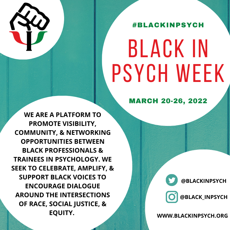 BlackinPsych's tweet photo. ✨✨Save the dates!!!✨✨
We're very excited to announce our dates for #BiPWeek22. Make sure to share &amp; participate in our week-long event.

 👉🏾March 20th -March 26th, 2022
Visit us: https://t.co/CXMCzlQOLZ

More info coming soon!

#BlackinPsych #psychology #academictwitter https://t.co/Jmhj7P9var