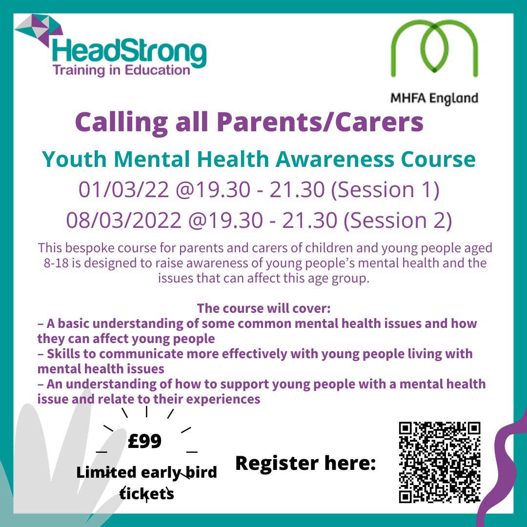 There are a limited number of early bird tickets left so if you would like to understand more about youth mental health and how to support someone in need, join <a href="/HSTraining_Ed/">HeadStrong Training in Education</a> from next Tuesday! #YMHFA #Communication #MentalHealthAwareness