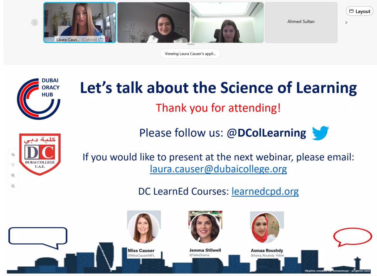 Dee Saran (@dee_saran) on Twitter photo An absolute pleasure listening to these amazing ladies. The passion shown in implementing the science of learning blew me away tonight! Get in touch with <a href="/MissCauserMFL/">Miss Causer</a> to hear about the vision & implementation <a href="/DubaiCollege/">@DubaiCollege</a> 🧠🌟👏🏽 <a href="/TalksDrama/">Jemma Stilwell (She/her)</a> <a href="/Asma_Roushdy/">Asmaa Roushdy</a> #dcproud❤️ An absolute pleasure listening to these amazing ladies. The passion shown in implementing the science of learning blew me away tonight! Get in touch with <a href="/MissCauserMFL/">Miss Causer</a> to hear about the vision & implementation <a href="/DubaiCollege/">@DubaiCollege</a> 🧠🌟👏🏽 <a href="/TalksDrama/">Jemma Stilwell (She/her)</a> <a href="/Asma_Roushdy/">Asmaa Roushdy</a> #dcproud❤️