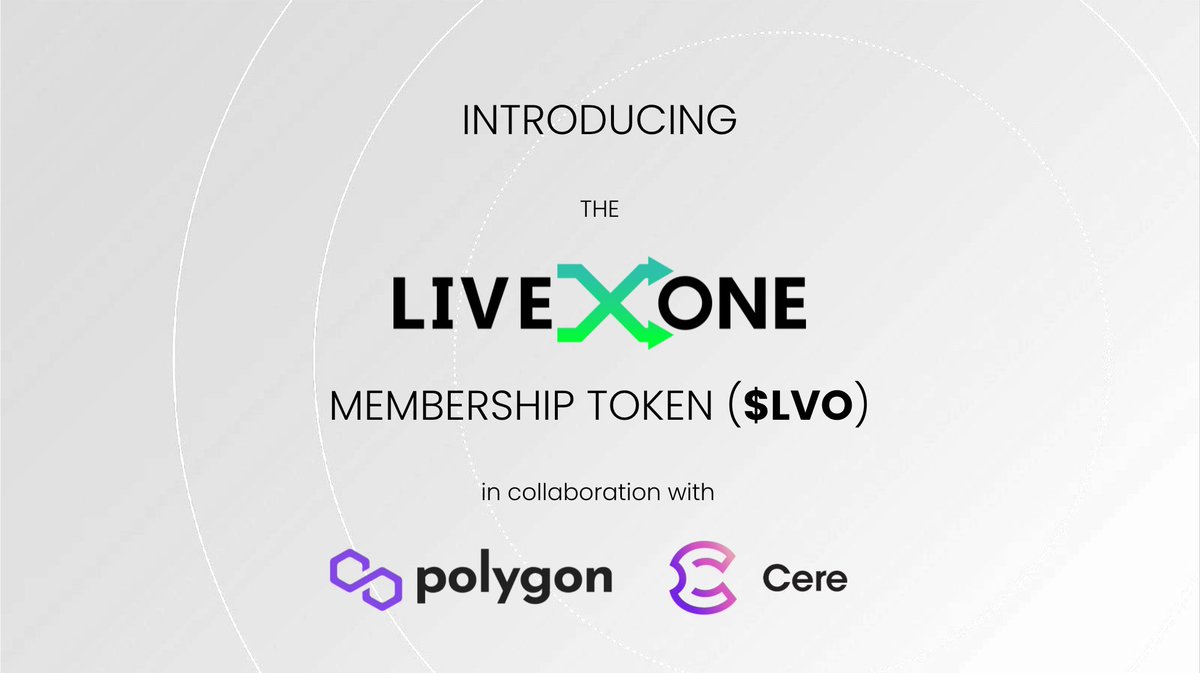 Cere Network (@cerenetwork) on Twitter photo We're proud to announce that <a href="/cerenetwork/">Cere Network</a> and <a href="/0xPolygon/">Polygon</a> are collaborating with <a href="/liveone/">LiveOne</a> (Nasdaq: $LVO) to develop LiveOne's membership token!
$LVO is used on the <a href="/cerenetwork/">Cere Network</a>-powered NFT platform by LiveOne's 2 million paid and free users!
Read more⏩ bit.ly/lvo-token We're proud to announce that <a href="/cerenetwork/">Cere Network</a> and <a href="/0xPolygon/">Polygon</a> are collaborating with <a href="/liveone/">LiveOne</a> (Nasdaq: $LVO) to develop LiveOne's membership token!
$LVO is used on the <a href="/cerenetwork/">Cere Network</a>-powered NFT platform by LiveOne's 2 million paid and free users!
Read more⏩ bit.ly/lvo-token