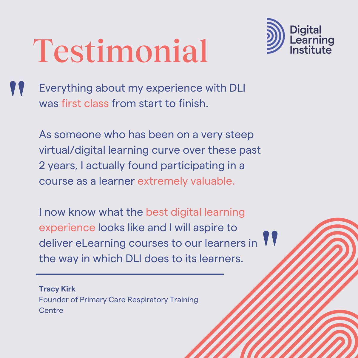 Hear what alumni, Tracy Kirk, has to say about her experience completing our Professional Diploma in Digital Learning Design here at Digital Learning Institute!

#digitallearning #instructionaldesign #elearning #diploma #digitallearningdesign