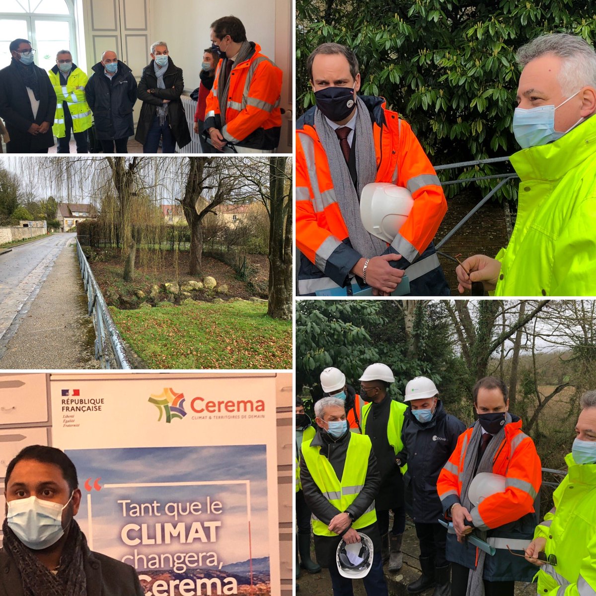 CeremaCom's tweet photo. Participation de M.Adrien Allard, sous-préfet à la relance à la visite de recensement des #ponts communaux dans le village de Longuesse #cerema #programmenationalponts #francerelance https://t.co/H0TTsIogio