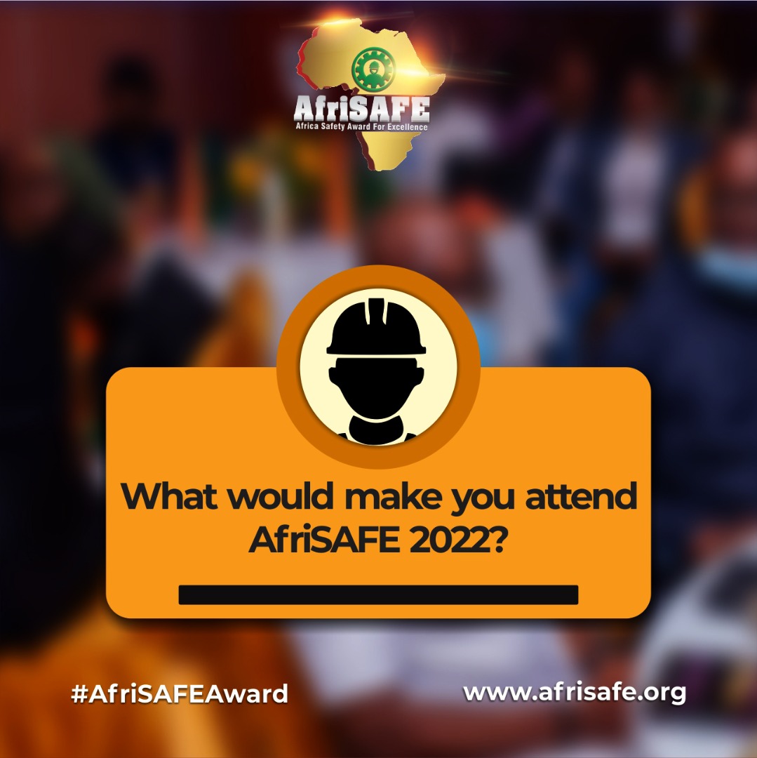 AfriSAFEawards's tweet photo. Q: What's would make you attend AfriSAFE 2022.
Share your thoughts with us via awards@afrisafe.org.
For more information and sponsorship, please visit https://t.co/V7srlur5cv.
#AfriSAFEQuestions #AfriSAFE #HSSEAwards #safety #healthandsafetyaward https://t.co/l7gkpDPwZ5