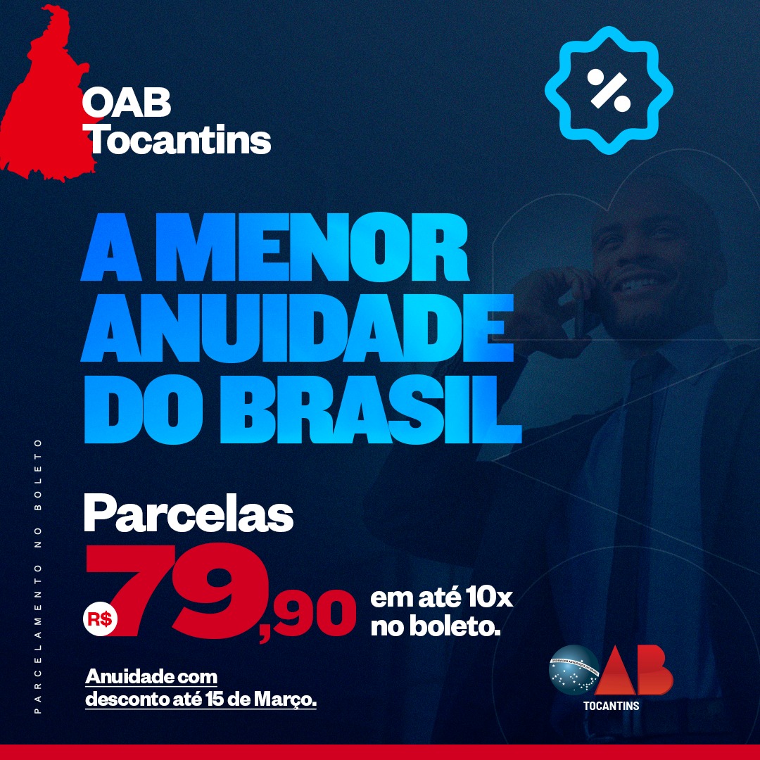 OABTocantins's tweet photo. DESCONTÃO ANUIDADE 💱⚖

Tudo que você paga de anuidade retorna em benefícios para você. A OAB/TO está com uma tabela de desconto e parcelamento especiais até o dia 15/03. Confira!. https://t.co/MAixeyV18N

#OABTocantins https://t.co/Tjj5Kgra0C