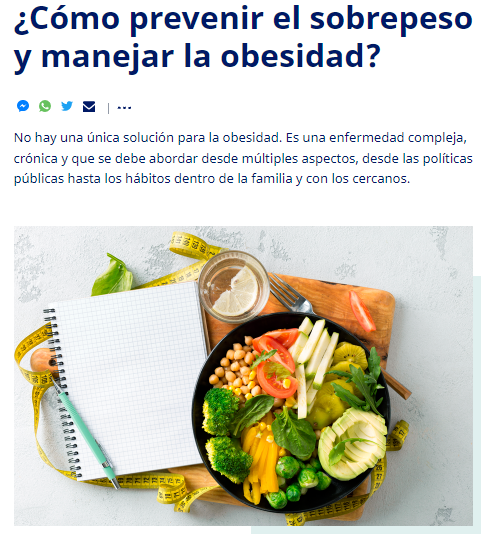 ¡Ojo con esta información! Si se está en riesgo de #obesidad o con #sobrepeso, se pueden tomar algunas acciones para prevenir problemas graves de salud. bit.ly/3sgcs2X