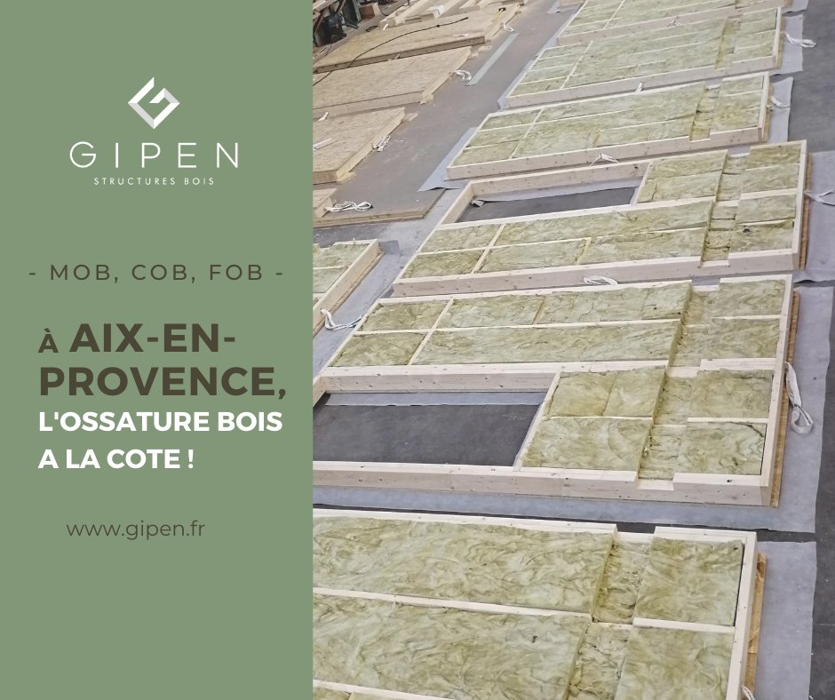 GIE_Gipen's tweet photo. L'#ossature bois a la cote !
A .@aixmaville l'atelier #MOB #COB #FOB #ossaturebois tourne bien, après un démarrage il y a qqs mois

Ici, un volume de 41 panneaux complets (!) sans bardage, et de 8 refends (mur intérieur) au service d'un collège - merci et bravo à nos équipes 👏🏼🏆 https://t.co/NVOmbZjdap