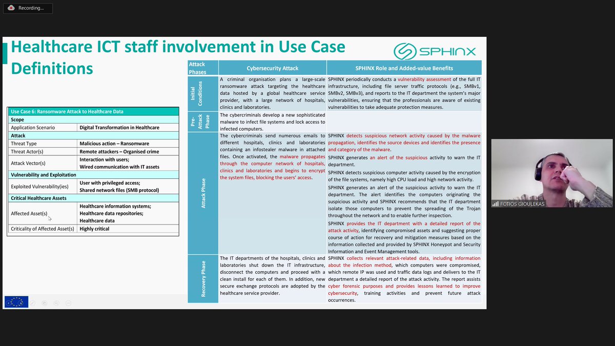 ProjectSphinx's tweet image. #workshop updates 🔴
Dr Fotis Gioulekas of the IT Department of the 5th Greek Regional Health Authority of Thessaly & Sterea is giving a keynote presentation on the pilot end-users' perspective & experience in the #sphinx_toolkit set-up.
#EU #H2020 #CyberSecurity #healthcare