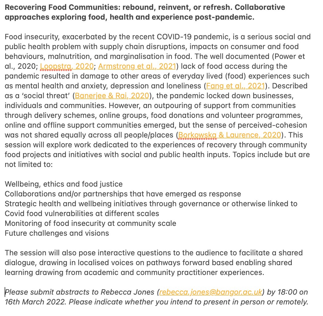 Also a fantastic session from Rebecca Jones on "Recovering Food Communities: rebound, reinvent, or refresh. Collaborative approaches exploring food, health and experience post-pandemic."