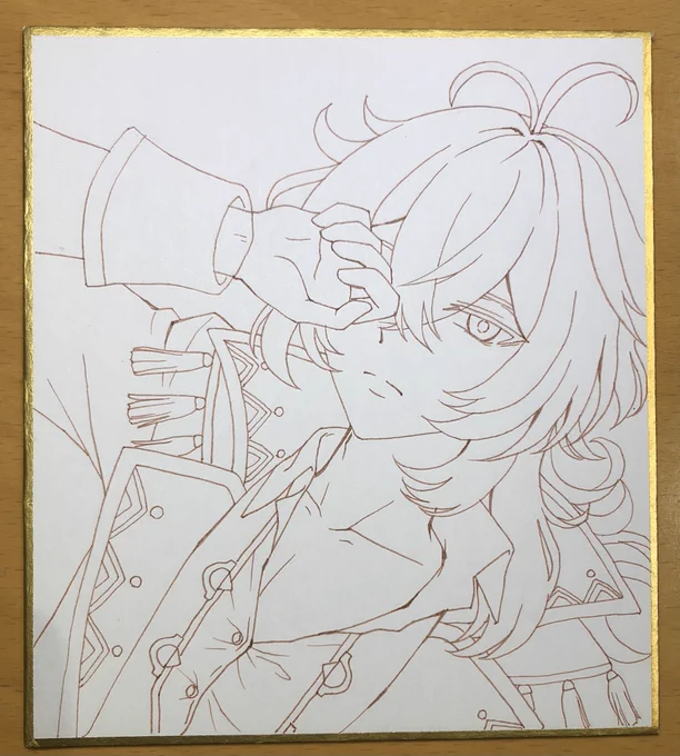 色紙4.5.6枚目線画完成〜〜 #原神 