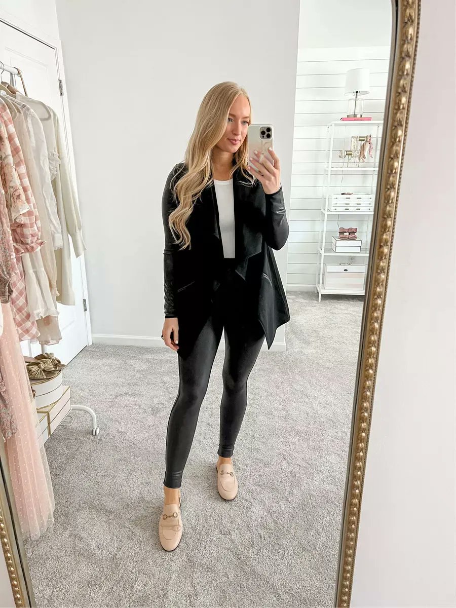 SPANX on X: Dear @strawberrychicxo (IG) : We think you're like, really  pretty. XOXO, SPANX. 😘 Pictured here in our Faux Leather Leggings & Drape  Front Jacket #Spanx #SpanxStyle Shop our Faux