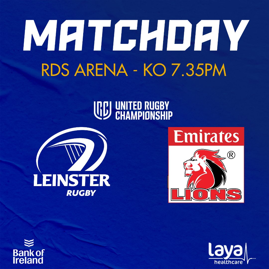 💙 | Matchday

We take on <a href="/LionsRugbyCo/">Lions</a> at the RDS Arena this evening in the <a href="/URCOfficial/">BKT United Rugby Championship (URC)</a>! 🙌

#LEIvLIO #URC