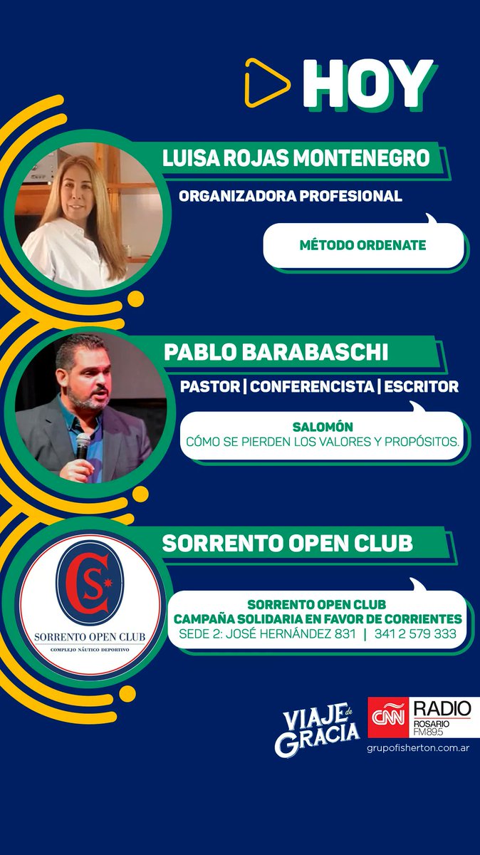 #HOY en #VDG 
▶️  Luisa Rojas Montenegro nos cuenta sobre "Ordenate"
▶️  <a href="/pablobarabaschi/">Pablo Barabaschi</a> trae su columna de "Valores de referencia"
▶️  <a href="/Sorrentoopen/">Sorrentoopenclub</a> recuerda su #campaña #solidaria 
#tips #programa #biblia #consejos #ordenate #club #solidaridad #donar #donacion