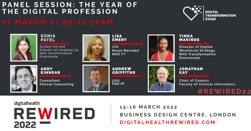 What a line-up! 😍Hear <a href="/chat2sonia/">Sonia Patel</a>, @LisaEmNHS, <a href="/Andy_Kinnear/">Andy Kinnear 🇪🇺</a>, <a href="/CEOfedip/">Andrew Griffiths</a>, <a href="/YMakinde1/">Yinka Makinde</a> &amp; Jonathan Kay <a href="/ukfci/">REMAS</a> discuss the next steps for the digital professsion, exclusively at #Rewired22.

👀Full programme: digitalhealthrewired.com/programme-2022…

💻Register: digitalhealthrewired.com/register-2022/…