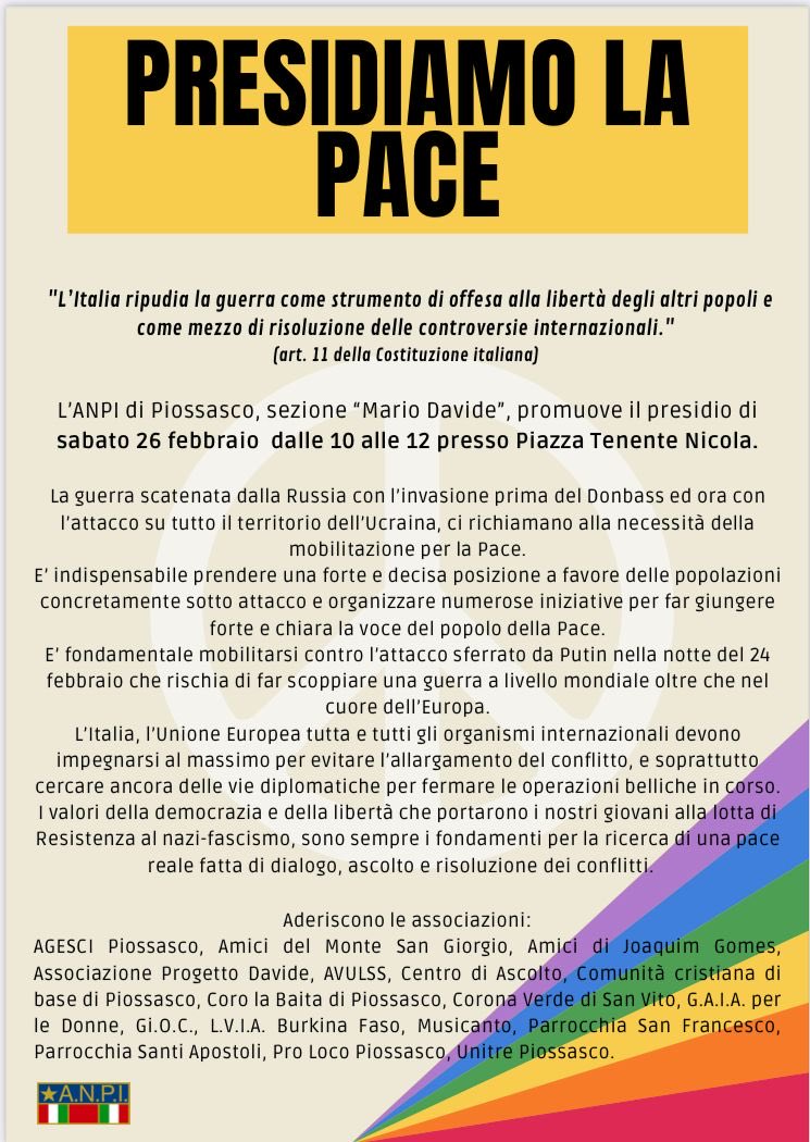 Vi aspettiamo sabato mattina