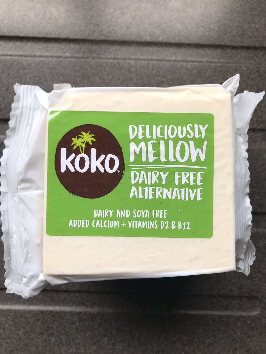 Hooray for <a href="/thevegankind/">Vegan Kind</a> I have <a href="/KokoCoconut/">Koko</a> cheese in my fridge again 🎉 (I believe <a href="/Ocado/">Ocado</a> also stock it but they rudely don’t deliver to Scotland)