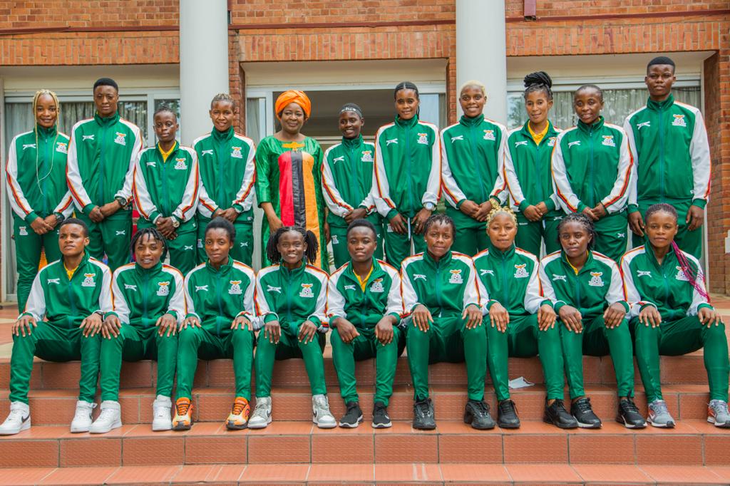 MrsHichilema's tweet photo. This afternoon, we had the honour of hosting the Women's National Football team, the @Copper_Queens to a luncheon. The team recently qualified for the Africa Women's Cup of Nations that will take place in Morocco in July. Well done Copper Queens! Zambia is proud of you.🇿🇲
#AWCON https://t.co/0saDr3GEZZ