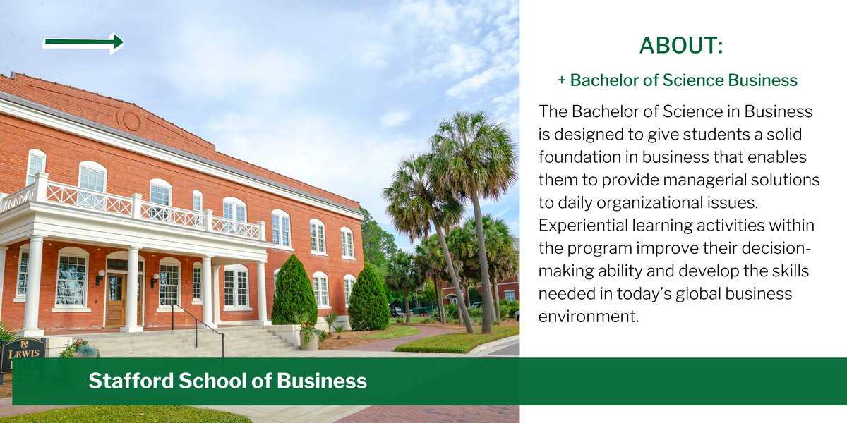 AbacAdmissions's tweet photo. 🐎SCHOOL HIGHLIGHT 🐎
The Stafford School of Business, Business degree exposes students to a macro-level view of business and marketing concepts without the need to choose a concentration. https://t.co/GZ1jXfQDzr
