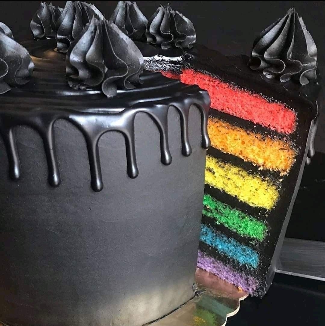 R A I N B O W C A K E 🌈✨
📸 @PiePieMyDarling 

#gothiccake #goth #gothic #gothgoth #gothgirl #gothaesthetic #gothicstyle #gothicgirl #witchy #cakegoals #cakes #cakeideas