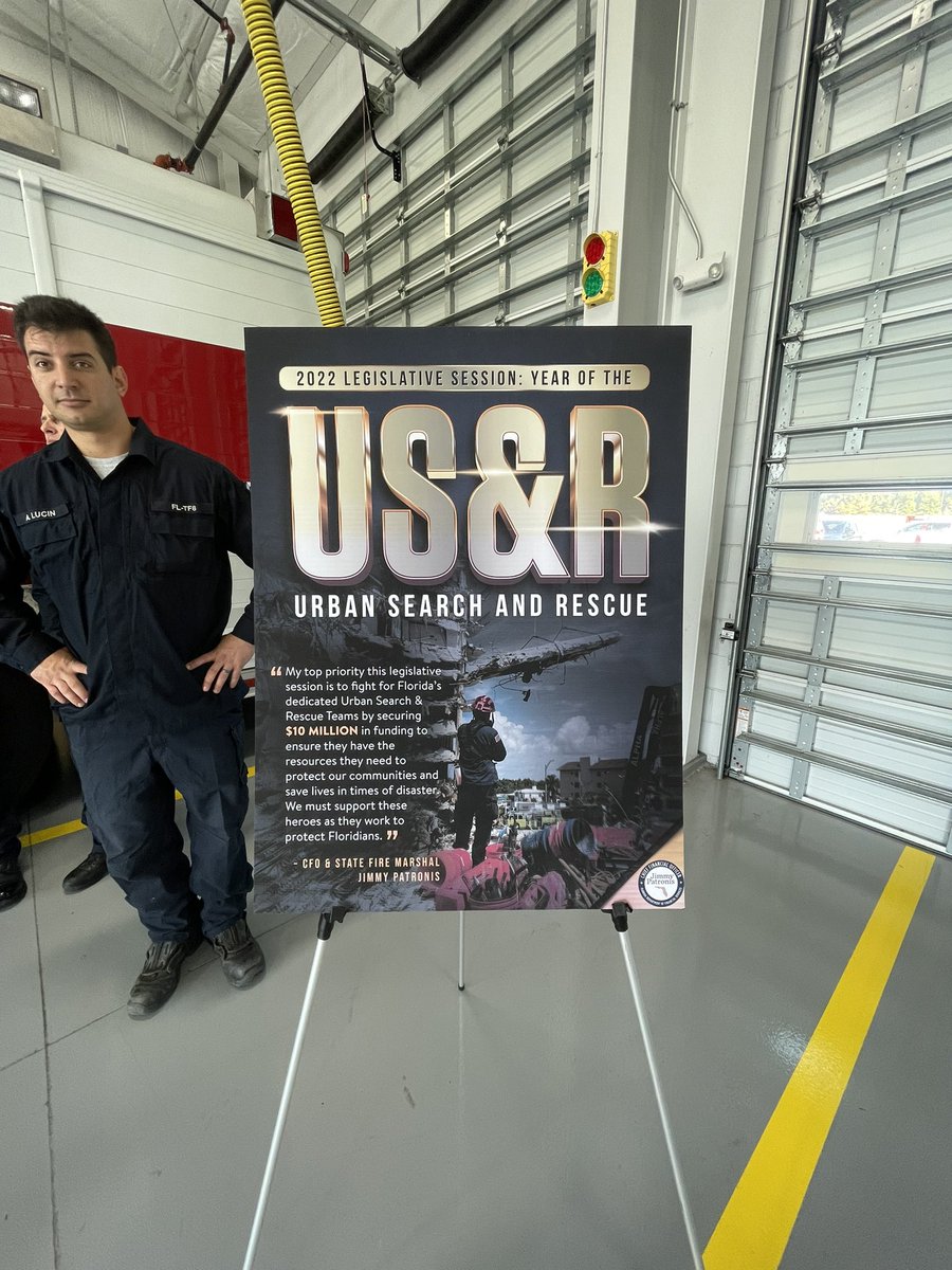 JuliaMaeLaude's tweet photo. This morning Chief Financial Officer and State Fire Marshal Jimmy Patronis is in Ocala to honor Florida’s Urban Search & Rescue Task Force 8 for their work done during the #SurfsideCondo collapse. Today they will receive Memorial Challenge Coins. @WCJB20 @MCFRPIO @Ocala_Fire https://t.co/fpNbXL2tiR