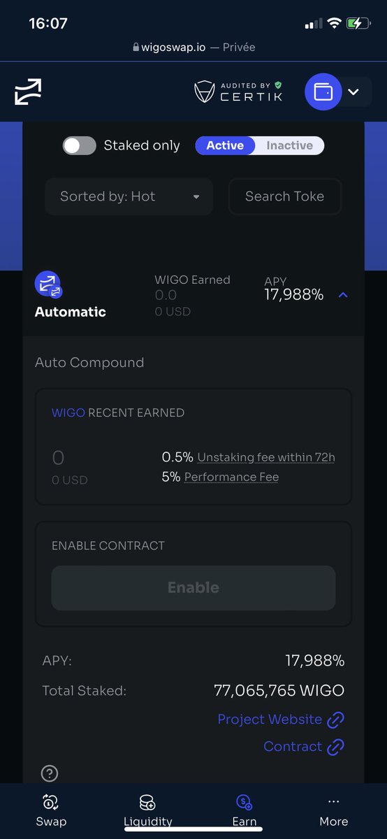 kryptosteo's tweet photo. @WigoSwap Hi, I have tried many times but impossible to access to the button « stake » https://t.co/HlM2CI3AMM