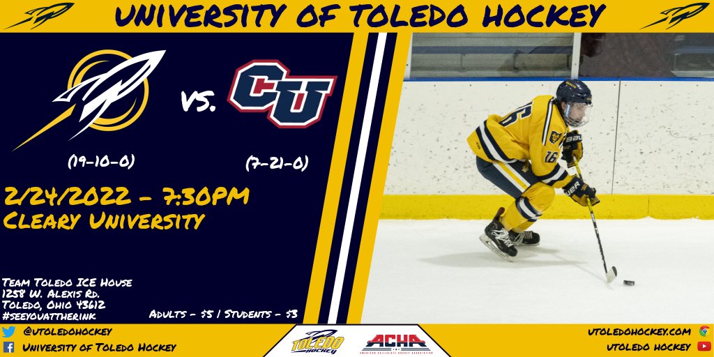 🚀🏒 Game Day 🏒🚀
The Rockets host <a href="/AthleticsCleary/">Cleary Athletics</a> in the final home game of the season!

⏰ 7:30pm
📍 Team Toledo Ice House
📺 youtube.com/channel/UC9fer…