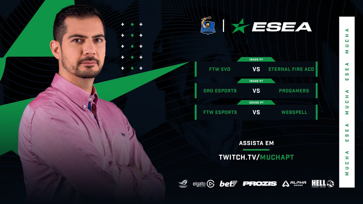 AndreMuchagata's tweet image. Vou live às 17h45 para transmitir 3 jogos da ESEA. Que no meio destes dias tristes, haja alguma alegria, conto com vocês. 🕊️

📺twitch.tv/muchapt
18H @ftwesports.Evolution x @eternalfiregg.Academy
19H @OROGGESPORTS x #PROGAMERS
20H @ftwesports x #webSPELL