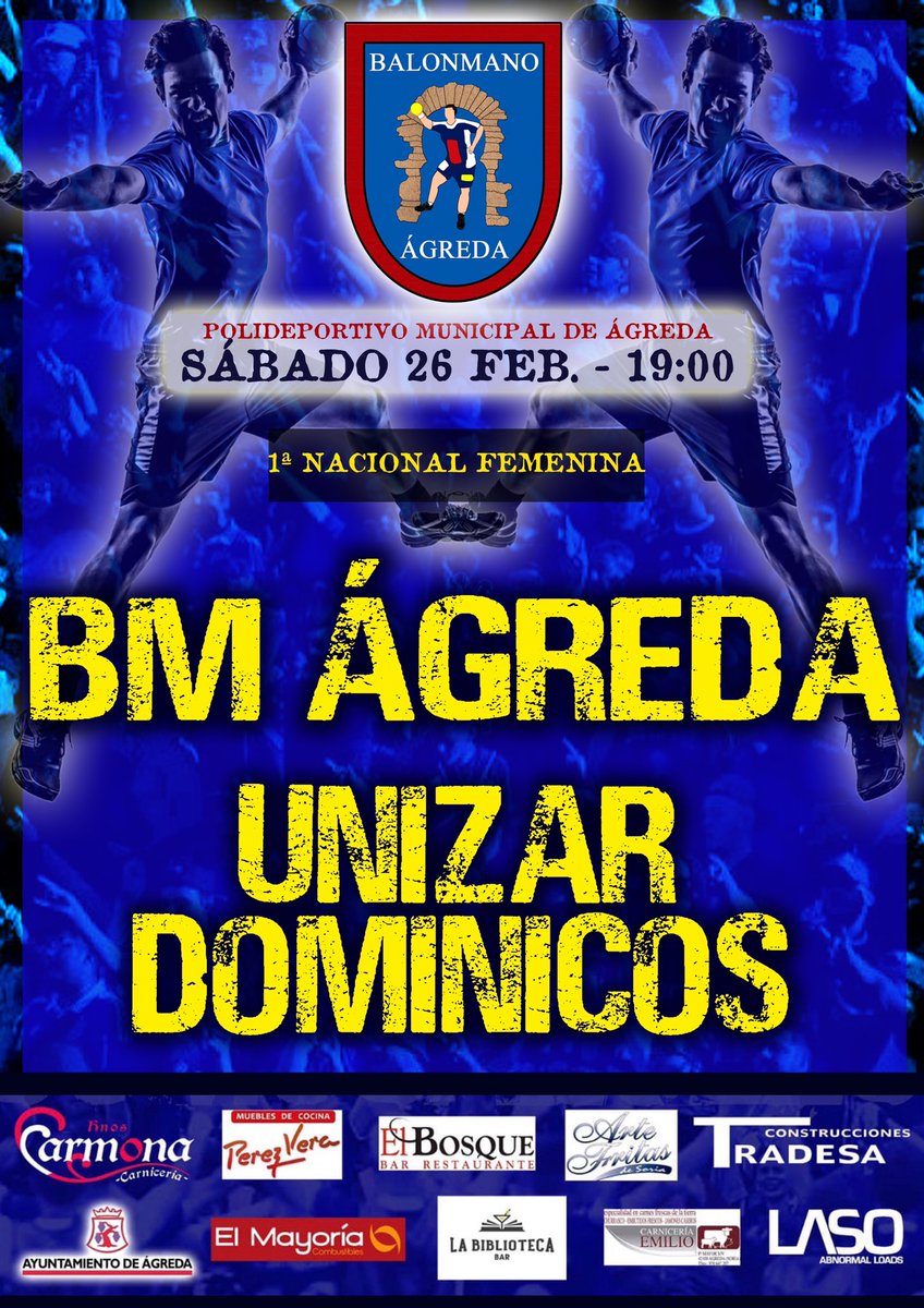 balonmanoagreda's tweet photo. ⚔️DUELO EN LO MÁS ALTO⚔️ | 1ª NACIONAL FEMENINA

Este Sábado hay…PARTIDAZO

📆 Sábado 26Febrero
🏟 Pol. Fermin Cacho, 19:00h
🤾🏻‍♀️ BM ÁGREDA - BM DOMINICOS

Trabajo + Esfuerzo = Éxito

Porque... Junt@s Somos + Fuertes
Porque... Tod@s Somos Bm Ágreda 
https://t.co/G2zPusHxXX https://t.co/QGiOEGx2gh