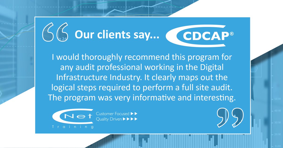 CNettraining's tweet photo. Superb feedback for @CNettraining's Certified Data Centre Audit Professional (CDCAP) program!
For more information on the CDCAP® program, please click here; https://t.co/EXz0SFUIiN
#CDCAP #testimonials #datacentres #networkinfrastructure #digitalinfrastructureindustry https://t.co/JblUmVUNI3