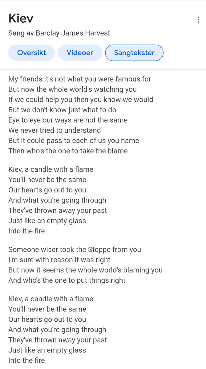 Waynhim's tweet photo. Kiev - By Barclay James Harvest. Written after Chernobyl accident in 1986 - but the lyrics is still sadly relevant for todays situation 😔 https://t.co/h5pwK8yXe7
