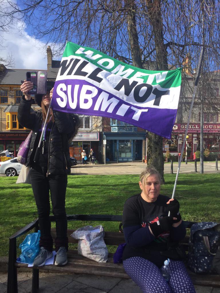 LesbianLabour's tweet photo. Today in Newport in Gwent. Standing with Jennifer Swayne and women everywhere
#WewillnotSubmit
#WomenWontWheesht https://t.co/PUgNJnBIYa