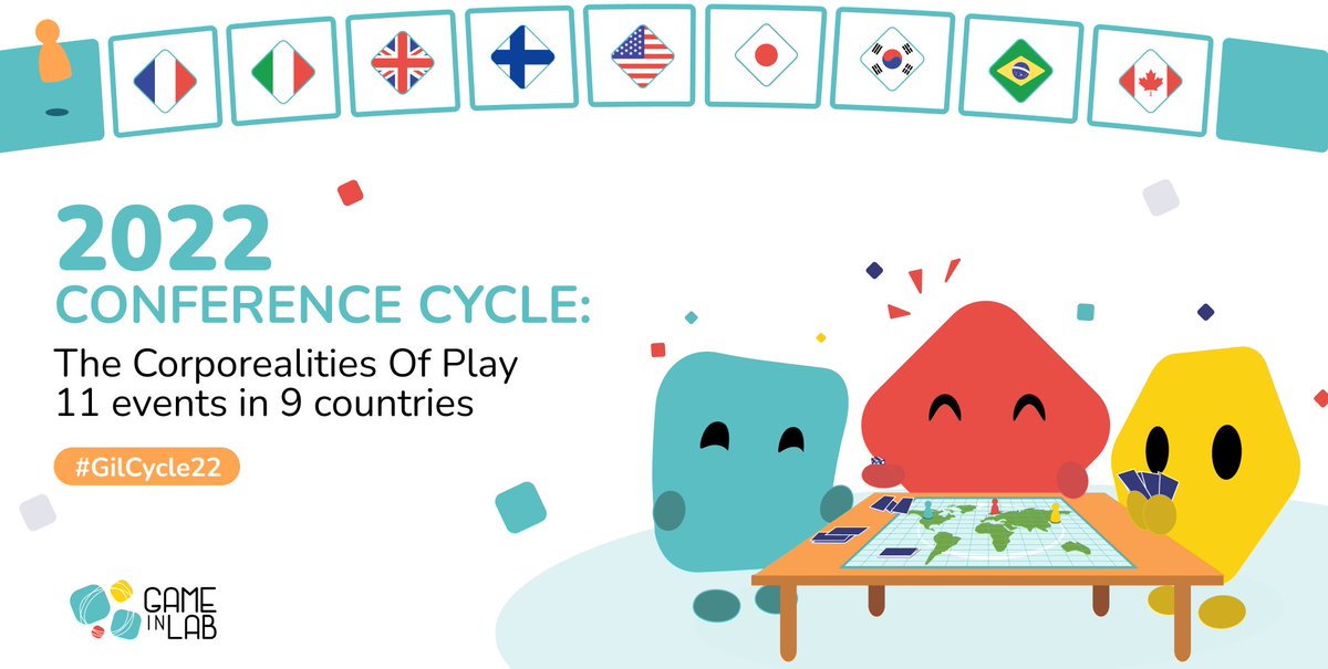 GameInLab's tweet image. We are very happy to announce the return of the #GameInLab conference cycle for 2022 ! This year’s events will focus on a new theme : The Corporealities of Play. This new cycle will count eleven events in collaboration with nine different countries ! More info soon !
#GilCycle22