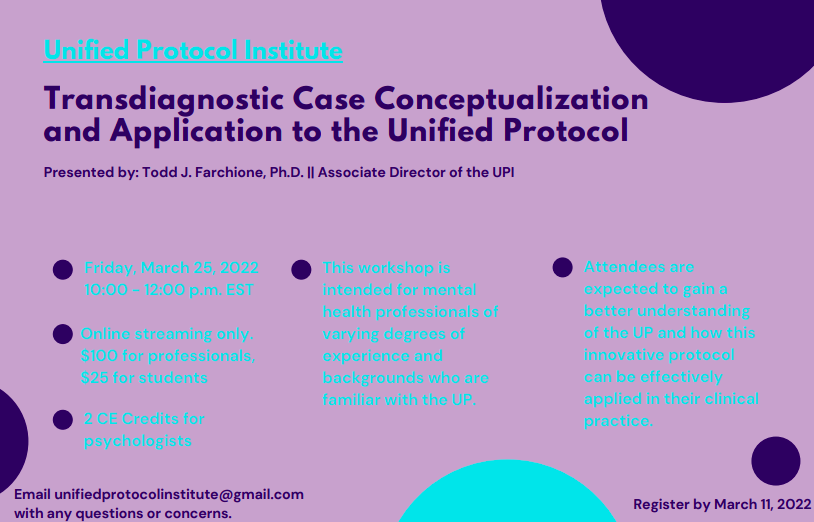 ⏰Tomorrow is the last day to register for our upcoming introductory workshop! And, if you're looking for more advanced training on the UP, we've added an intermediate webinar to our training calendar! unifiedprotocol.com/Training/Train…🎉