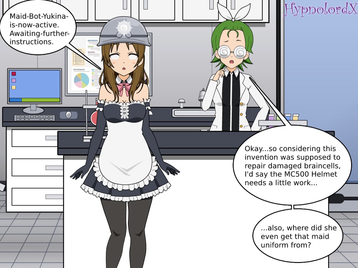 HypnolordX trên Twitter: "Better not to ask questions you want answers to. Anyway, this is "Maid Control Helmet?" request I did featuring Yukina becoming a robot maid via mind control